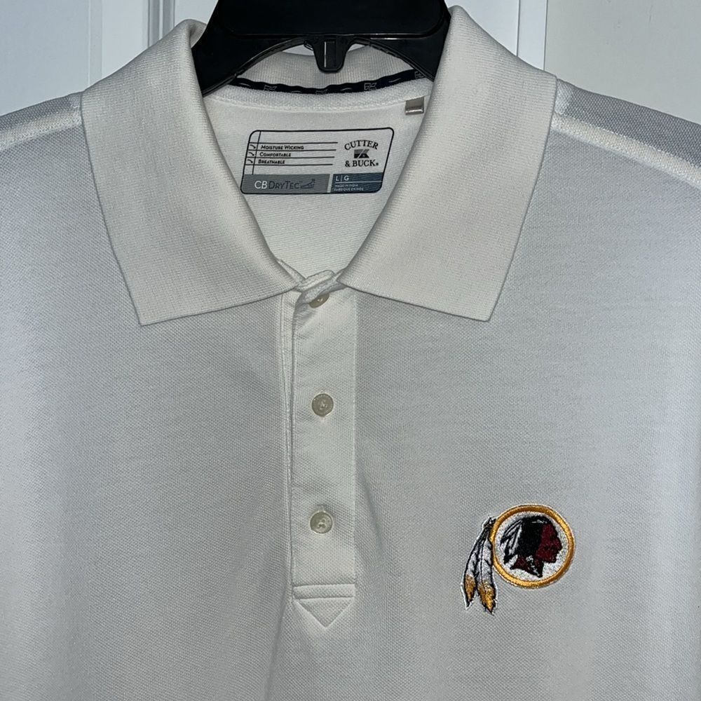 White Washington Redskins NFL CBDrytec golf polo shirt L/G mens old logo skins
